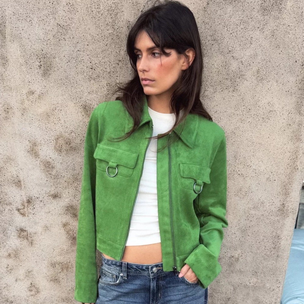 Zara Faux Suede Cropped Jacket